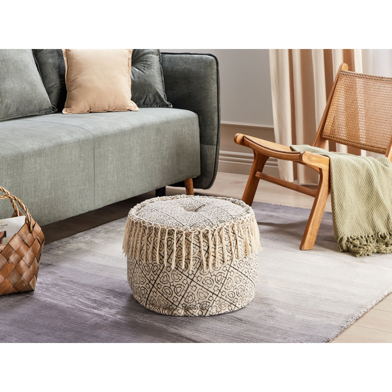 Esbon 50cm Wide Round Geometric Pouffe Ottoman