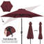 Parasol de marché 9 pi avec bouton poussoir inclinable et manivelle, bourgogne-497803956