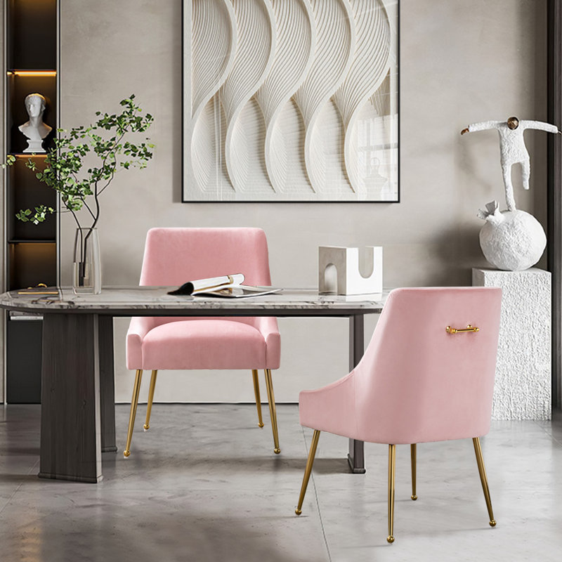 Chaise d'appoint rembourrée Krafick, Velours rose