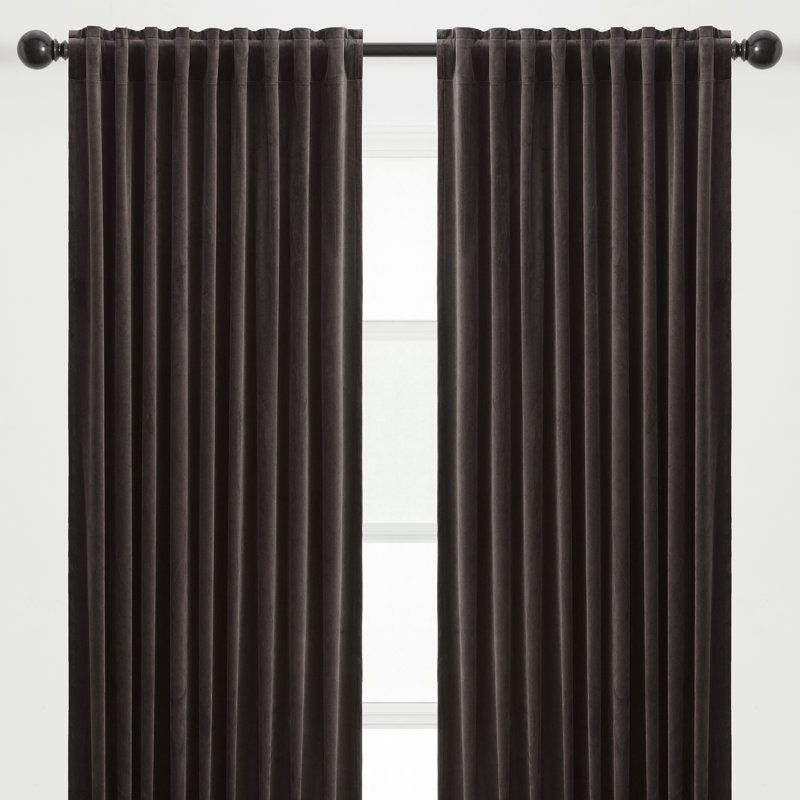 Rideaux obscurcissants en velours Mondragon, Gris anthracite, L 52 po x L 108 po