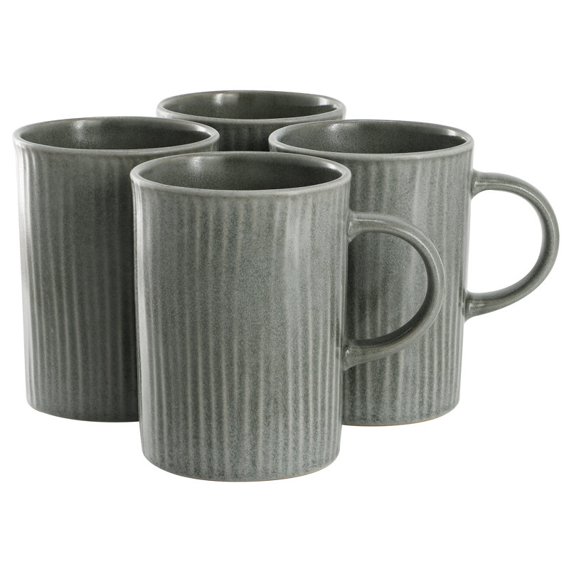 Meritage 4 Piece 19.2 Ounce Stoneware Mug Set in Gray-Green, Green