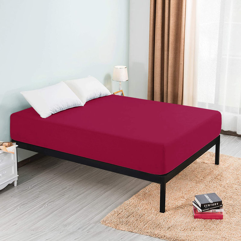 Microfiber Brushed Deep 40cm Fitted Bed Sheet, Kingsize (5'), Red