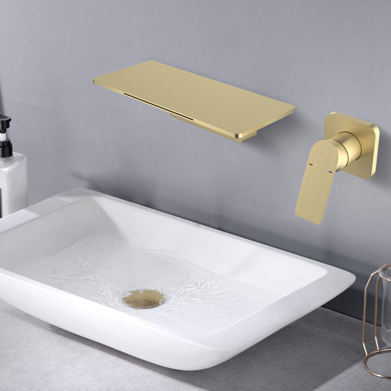 Single-handle Bathroom Faucet with Drain Assembly, Brushed Gold