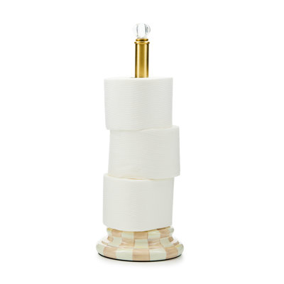 Mocha Check Toilet Tissue Storage