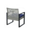 Ensemble de meubles de patio 4 pièces pour balcon, porche, jardin, jardin, cour, plateau de table en bois d'acacia gris, coussin bleu et rotin gris clair-2072602709-2072602710