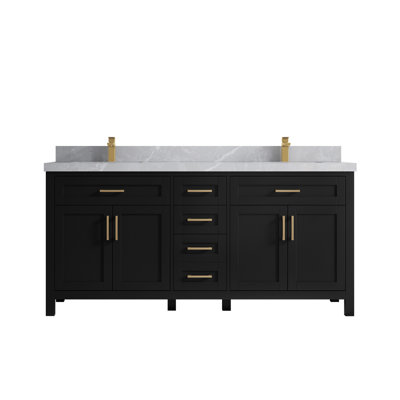 72 In. W X 22 In. D Cambridge Double Sink Bathroom Vanity -  Willow Collections, CAM_BLK_LH_GR_72D