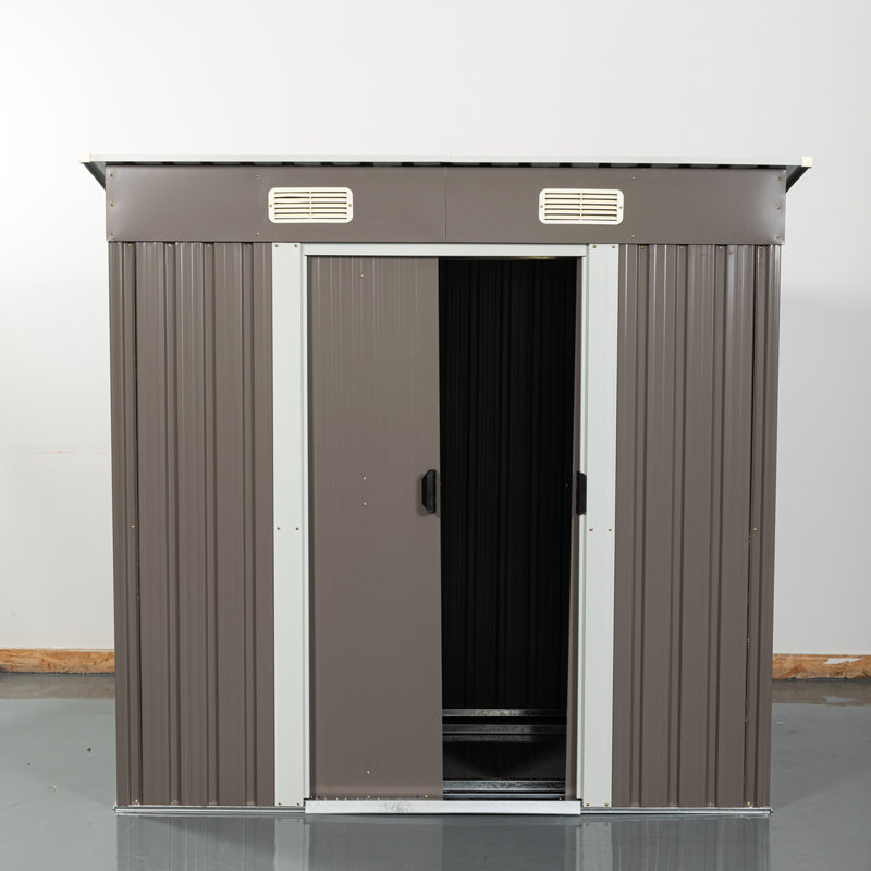 Gray 6 ft x 4 ft Metal Outdoor Storage Shed with Lockable Doors