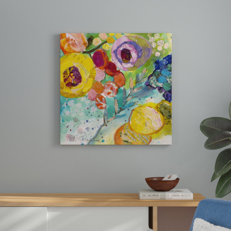 «Bold Blooms II», peinture sur toile, H 30 po x l 30 po