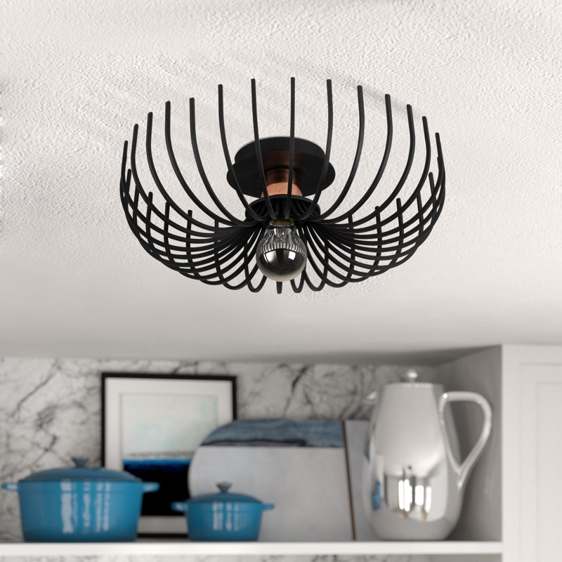 Lustre moderne noir, 14,2 po de diamètre x 4,7 po de hauteur | Corps en métal durable, douille E27 (40 W maximum) | Homologué IP20, conception élégante pour le salon, la salle à manger et l'entrée | Luminaire élégant de couleur unie