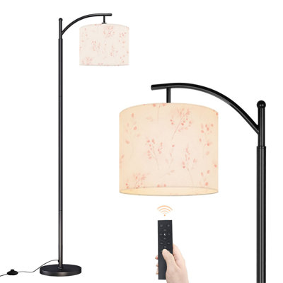 Arc Floor Lamp Soft Pink Floral Branches Light Beige Floor Lamps with Remote LED Lights Adjustable Lamp Shades Tall Standing Lamps for Reading Office Living Room