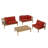 Collinward 5 - Person Seating Group with Red Cushions and Grey LED  Parasol