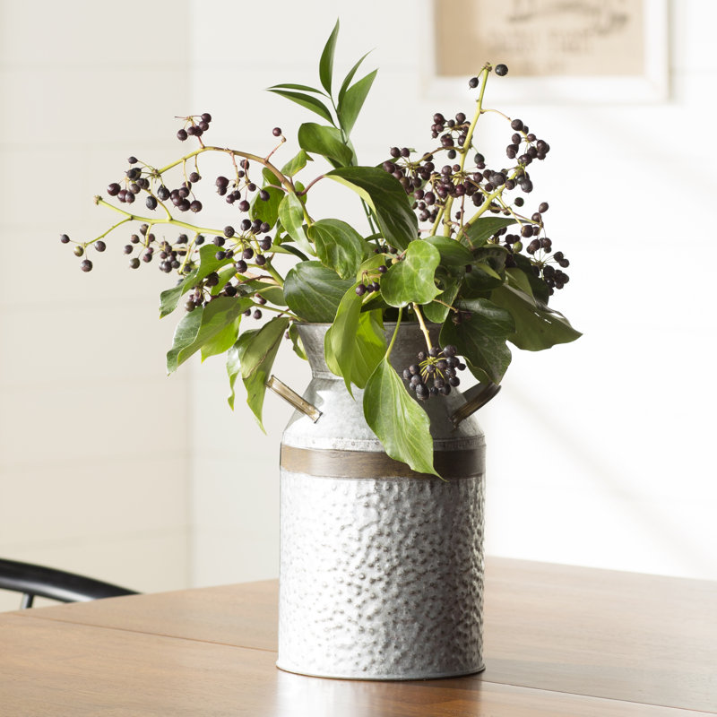 Vase de table en métal gris / brun Elio, Grand