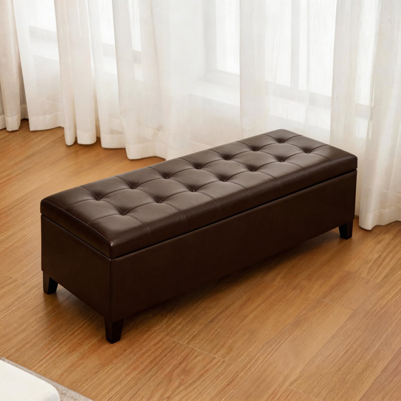 Banc de rangement en simili cuir Loggins, Brun