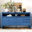 Buffet 60 po à 3 portes en placage de frêne massif avec tiroirs, semi-polyvalent, polyvalent, pieds de support centraux, idéal pour le vestibule, le salon, le rangement, le rangement en bois naturel de 60 po-1456843459