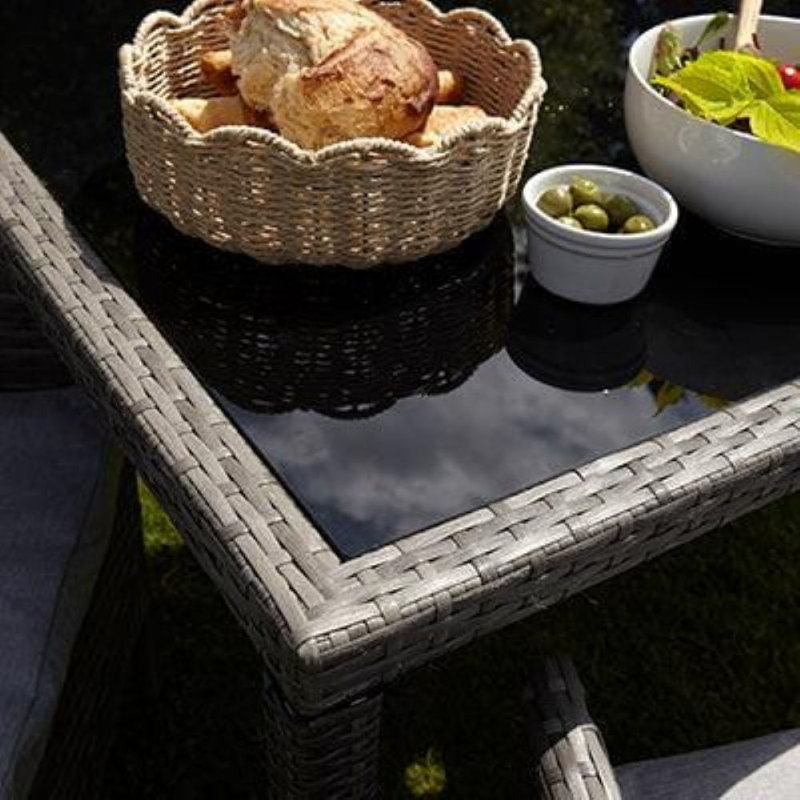 Ahmid Rectangular 6 - Piece 4 - Person 150Cm L Outdoor Table Set & Parasol, Cream/Grey/Brown