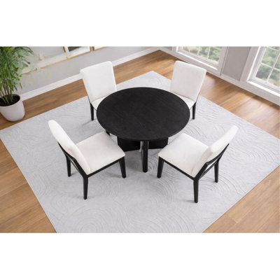 Table de salle à manger ronde en bois naturel, table de salle à manger contemporaine, noire