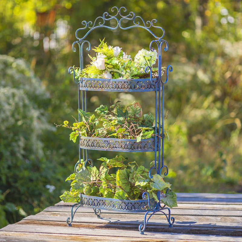Nimley Metal Plant Stand, Antique Blue