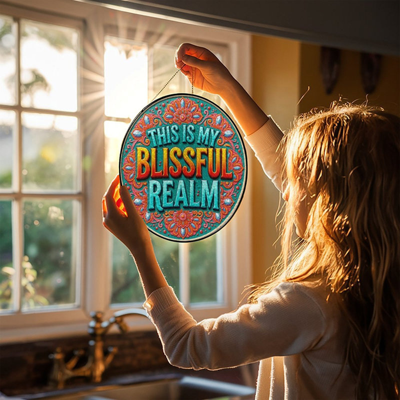 Panneau décoratif « Blissful Home Decor » en vitrail, attrape-soleil pour la décoration de fenêtre