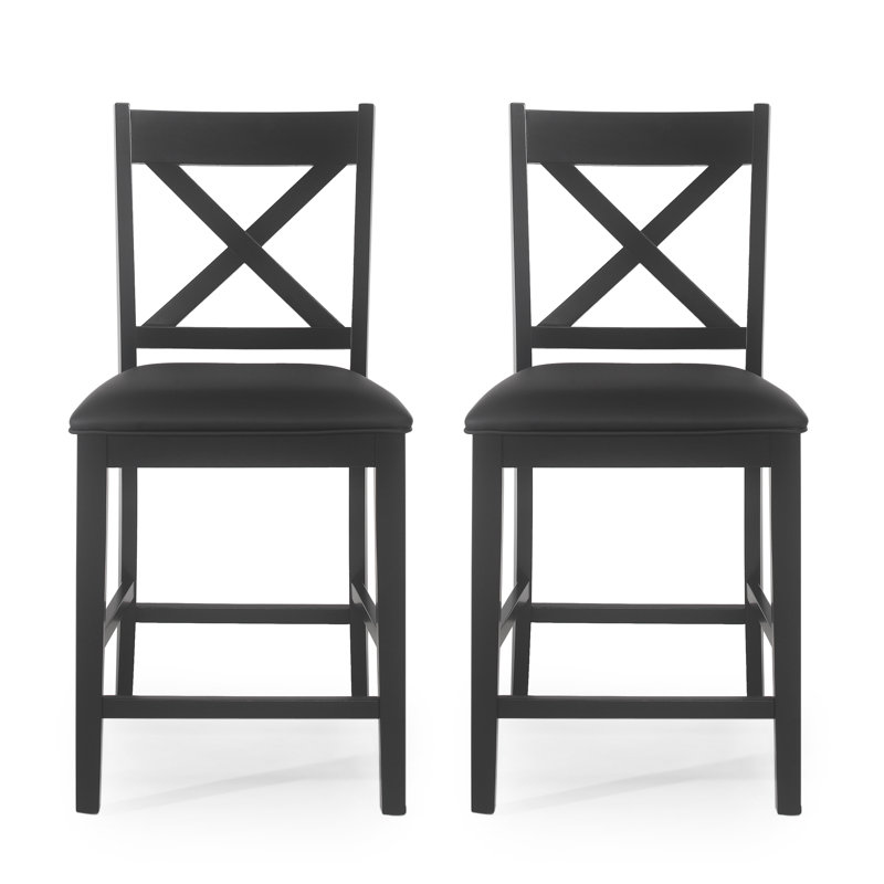 Roopa Upholstered Counter Stool, Black
