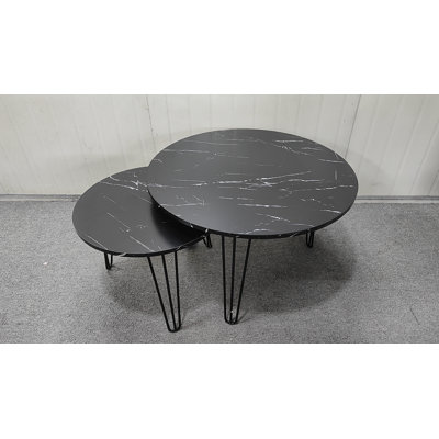 27.56'' Round Nesting Coffee Table Set Of 2, Circular Nesting End Table Set