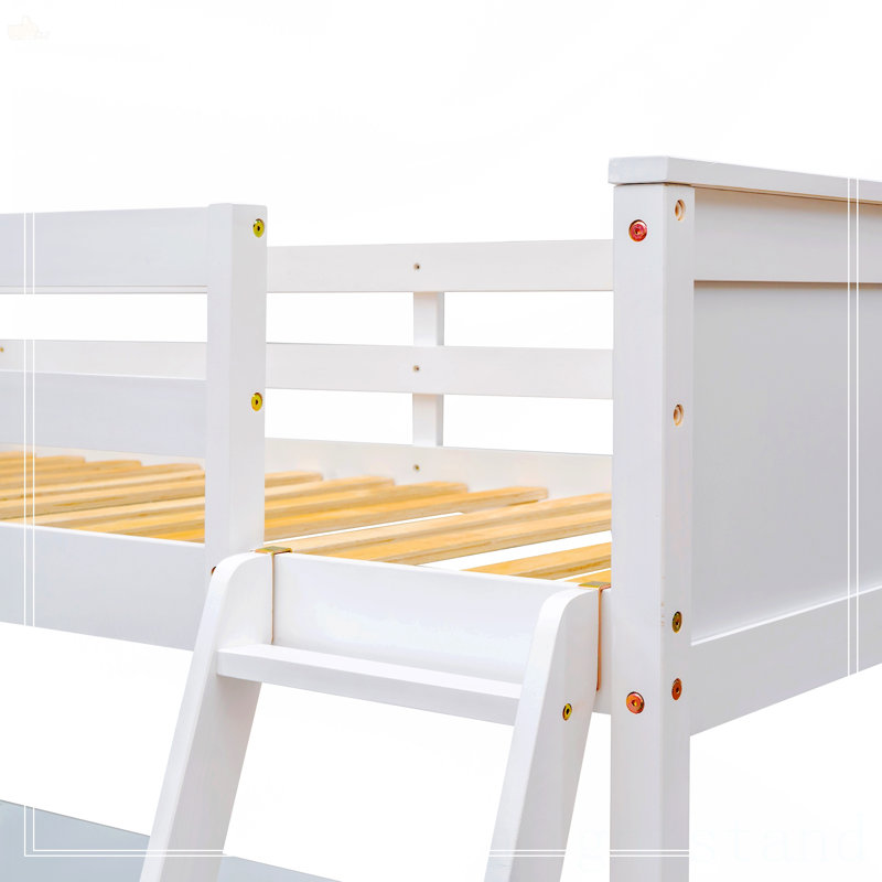 Lit mezzanine simple avec tablettes et bureau