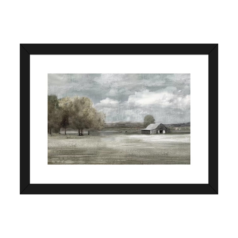 " Country Quiet " by Nan, Black Framed, 16" H x 24" W x 1" D