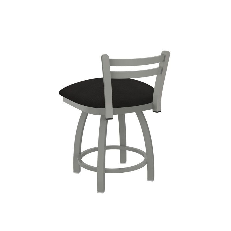 Tabouret de coiffeuse en métal Jackie, Nickel anodisé, Vinyle - Espresso Canter