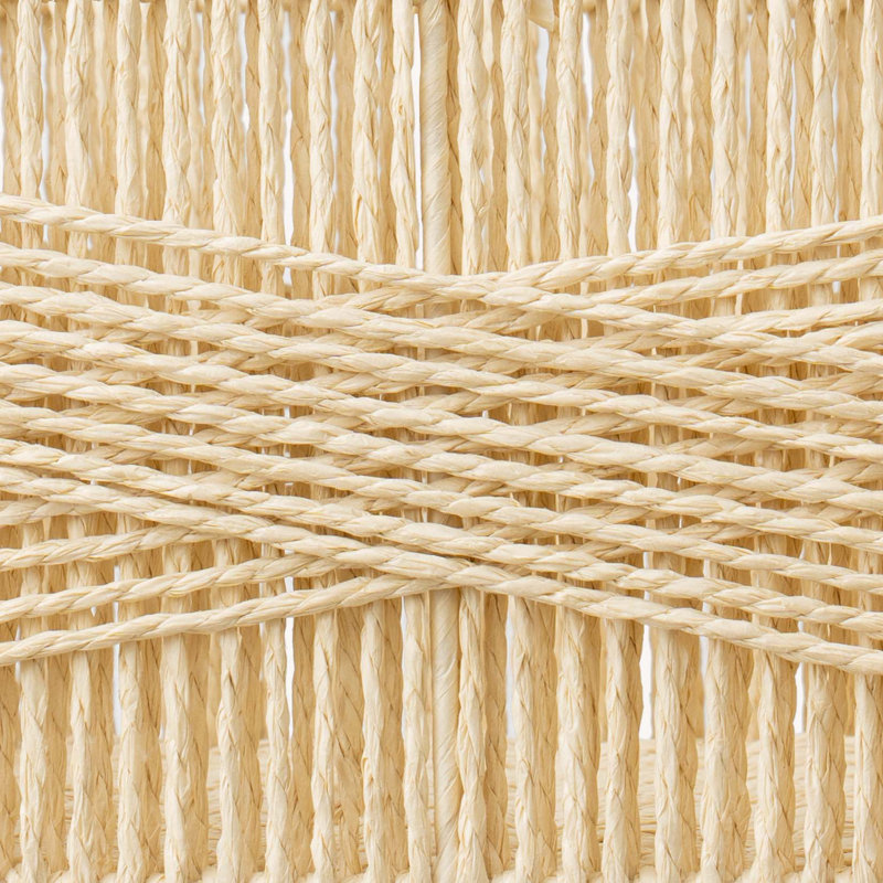 Paper Rope Basket with Wooden Handles, Beige