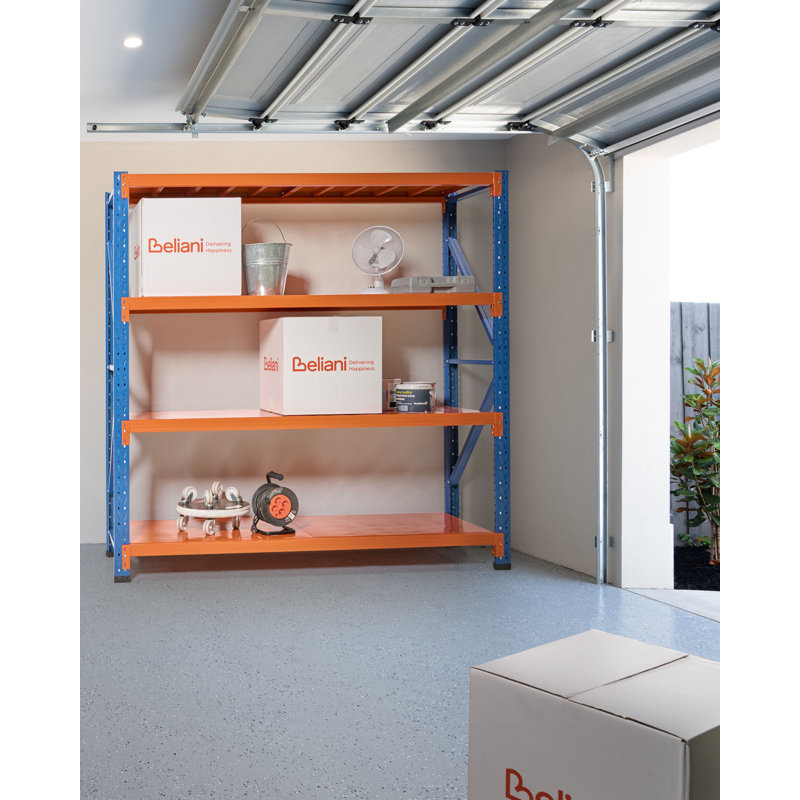 Steel Basic Storage System, 200cmH x 200cmW x 60cmD, Orange/Blue