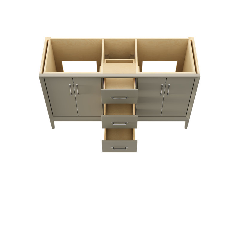 Alexandra Double Bath Vanity, French Olive, 60", Polished Chrome
