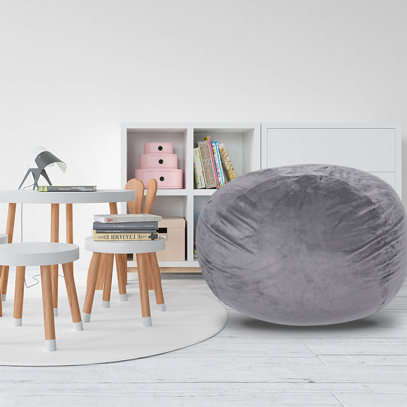 Fauteuil à billes Minky, Velours gris velours