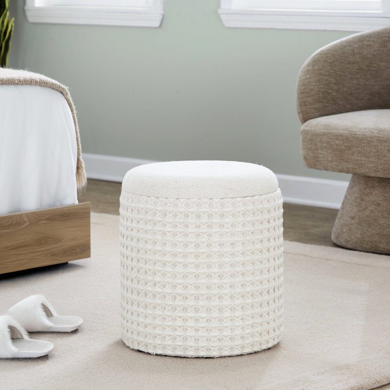 Rangement en laine de 18 pouces avec texture tissée 3D, couvercle amovible, rangement intérieur, capacité de poids de 250 lb, 18 po de laine, style texturé, utilisation seulement,