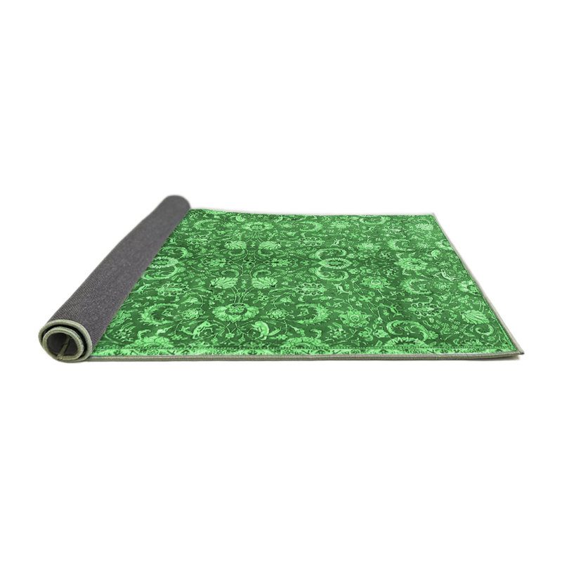 Tapis oriental en laine / polyester tissé à la machine Oliva - vert / gris, Carré 4 pi