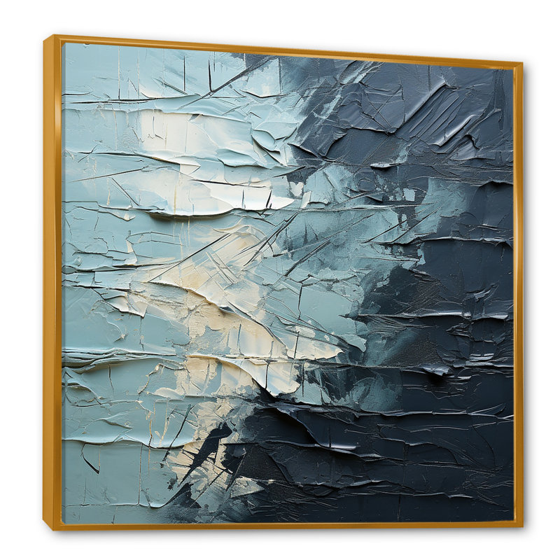 Minimalisme, glacier bleu et noir I sur toile, H 16 po x l 16 po x P 1 po, Cadre flottant doré