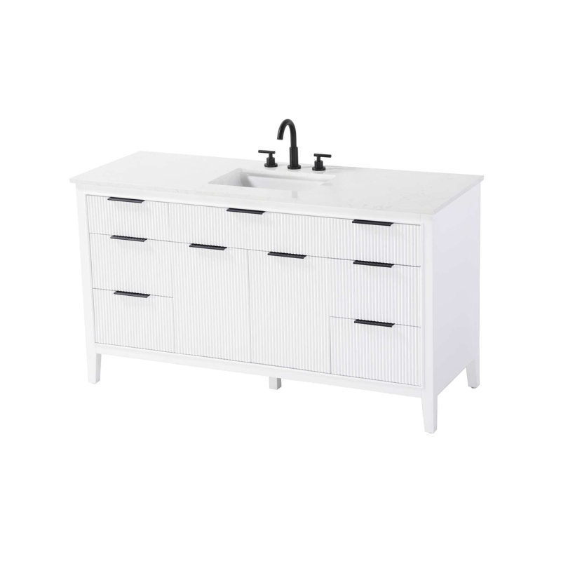 Meuble-lavabo simple 60 po blanc, Blanc, 60"