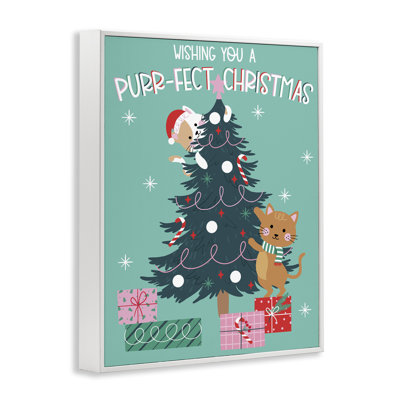 Arbre de Noël Purr-Fect, estampe numérique, design par Angela Nickeas