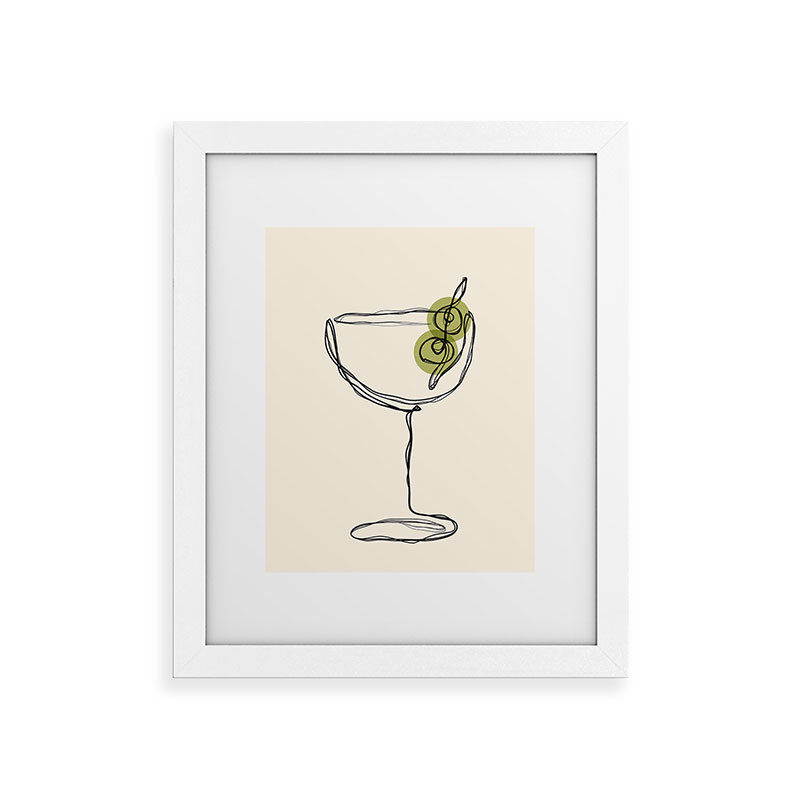 «Thespacehouse Dirty Martini Cocktail Drink», reproduction d'art encadrée, H 19 po x l 13 po, Blanc