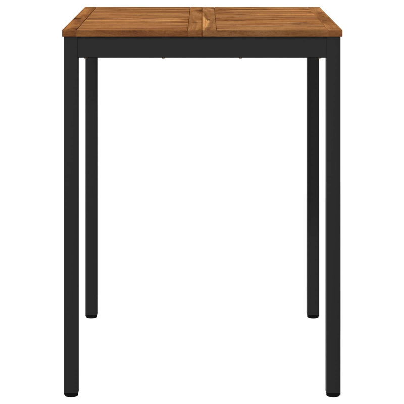 Acacia Dining Table with Steel Base, Black, 105cm H x 80cm W x 80.5cm D, Brown