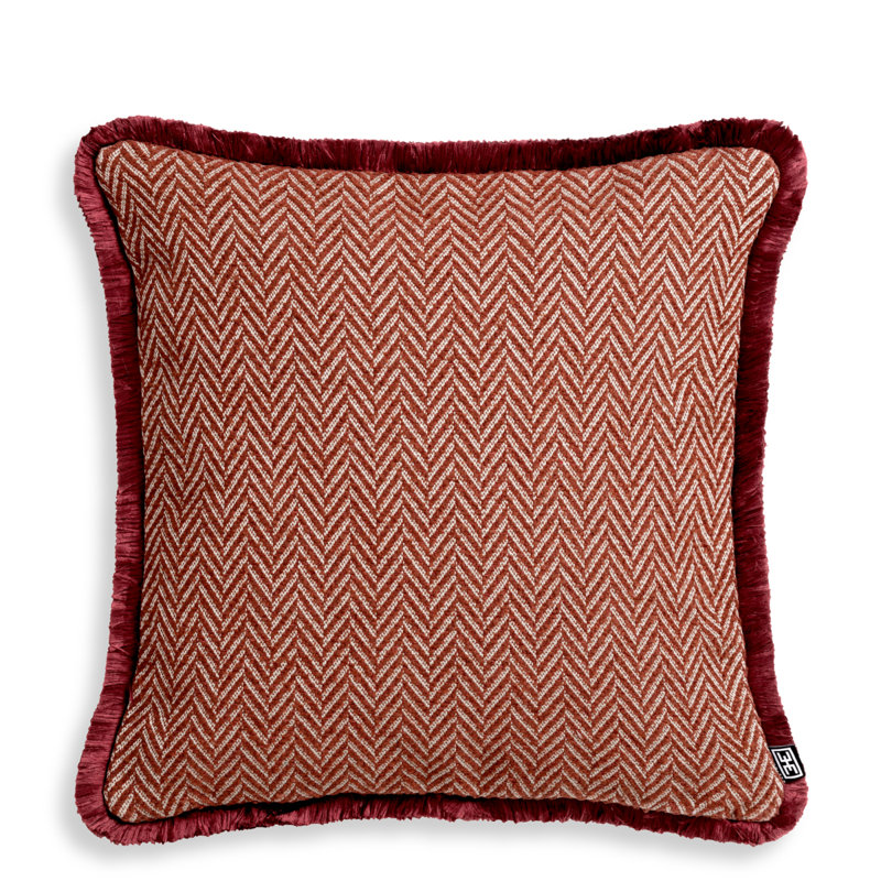 Kauai Chevron Pillow Cover & Insert, 19.69"H x 19.69"W, Red Herringbone, Square