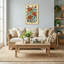 Plantes et fleurs avec motif floral orange et bleu
