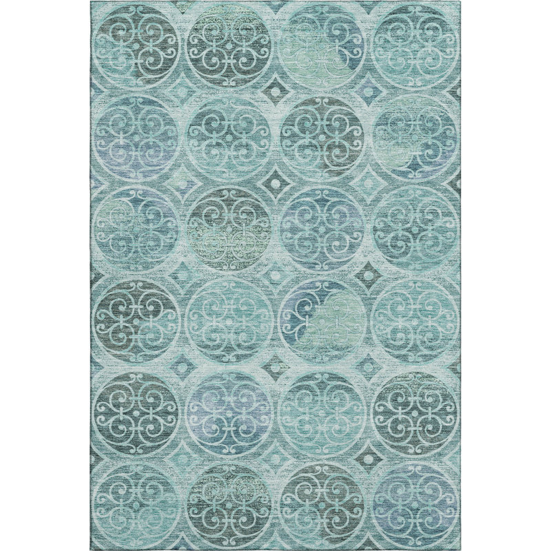 Premium Machine Washable Lisse Teal Rug, Rectangle 10' x 14'