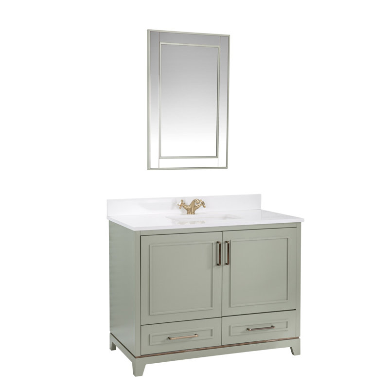 Ensemble de meuble-lavabo simple 141,3 po avec miroir Christionna, Vert