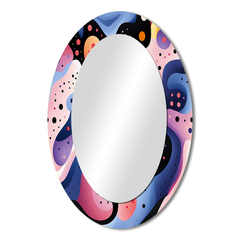 Motif de lignes géométriques froides et multicolores - Miroir décoratif géométrique ovale sur métal, H 36 po x l 24 po