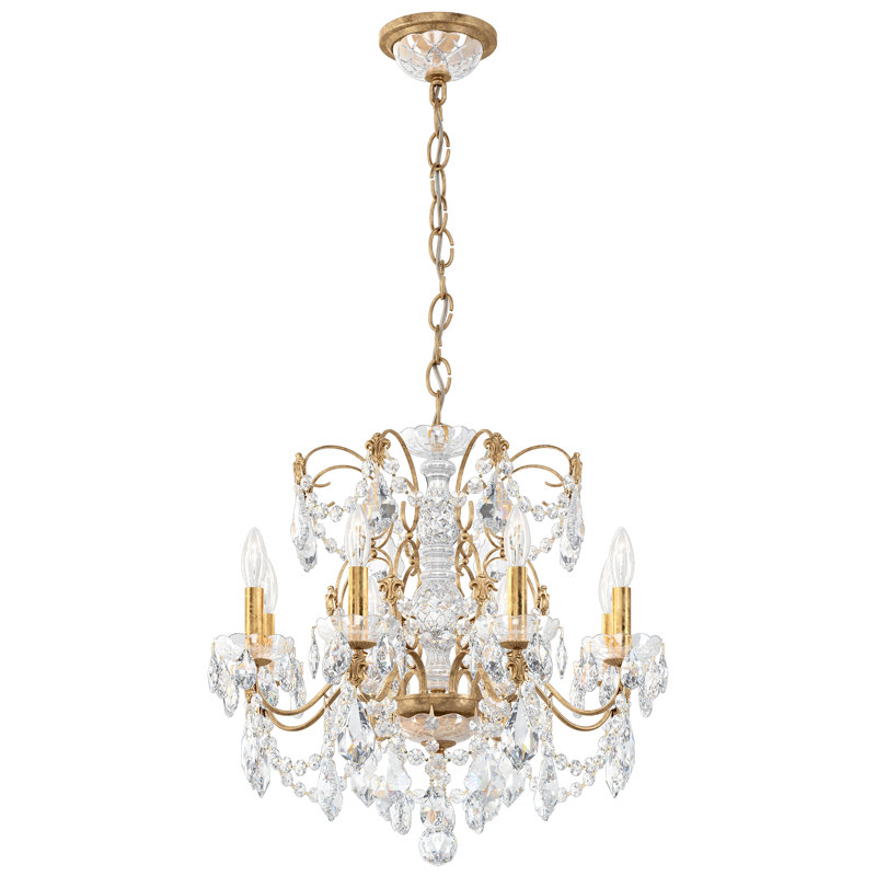 Century 8 - Light Candle Style Chandelier, French Gold, Heritage Handcut Crystal Clear