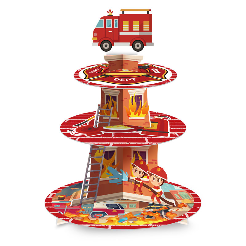 Support de petit gâteau, décoration de fête d'anniversaire pompier