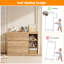 Commode pour bébé 2 en 1 avec table à langer - Organisateur de rangement de chambre de bébé en bois naturel 47,2 po, 4 tiroirs et tablettes ouvertes réglables, plateau amovible-2143470922