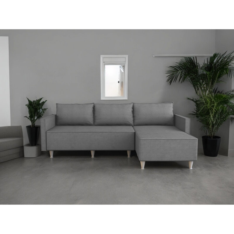Cozy Grey Sectional With Reversible Functionality, Solid Wood, Easy Assembly, Foam Padding, 5, 79"W 26"D 30"H Living Room Furniture, Semi-Firm Seating, Setup, Wood Frame, 5 Seat, 79"X27"X31