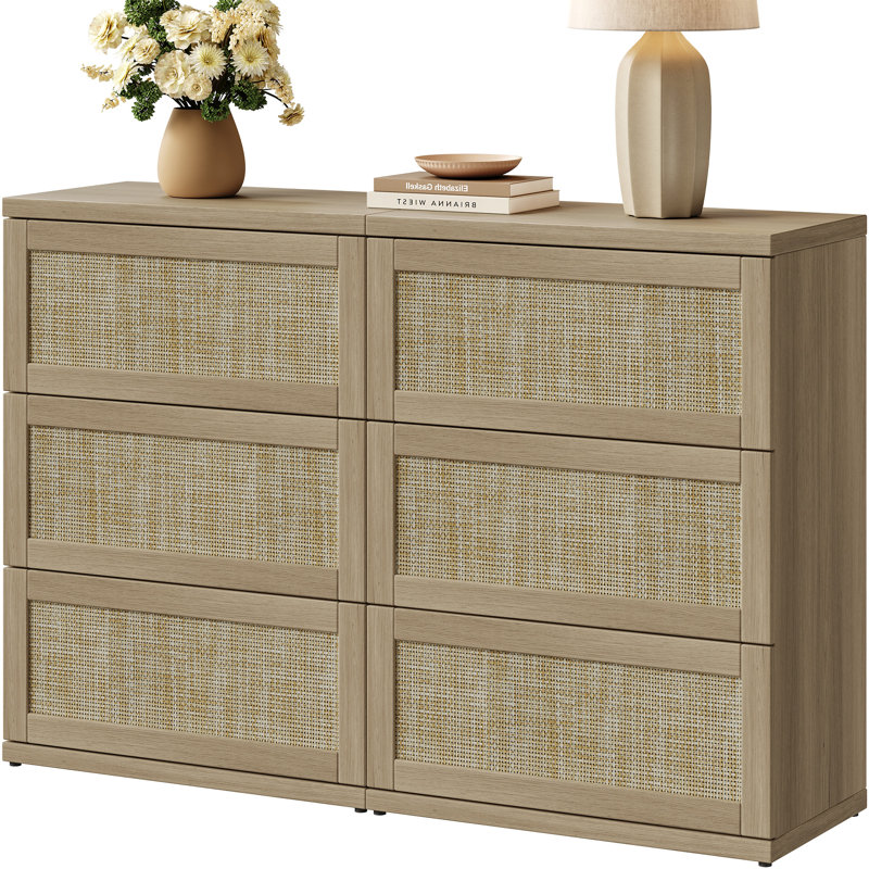 Consiglia Rattan Accent Cabinet 3-Drawer Sideboard, Amber Oak, 2