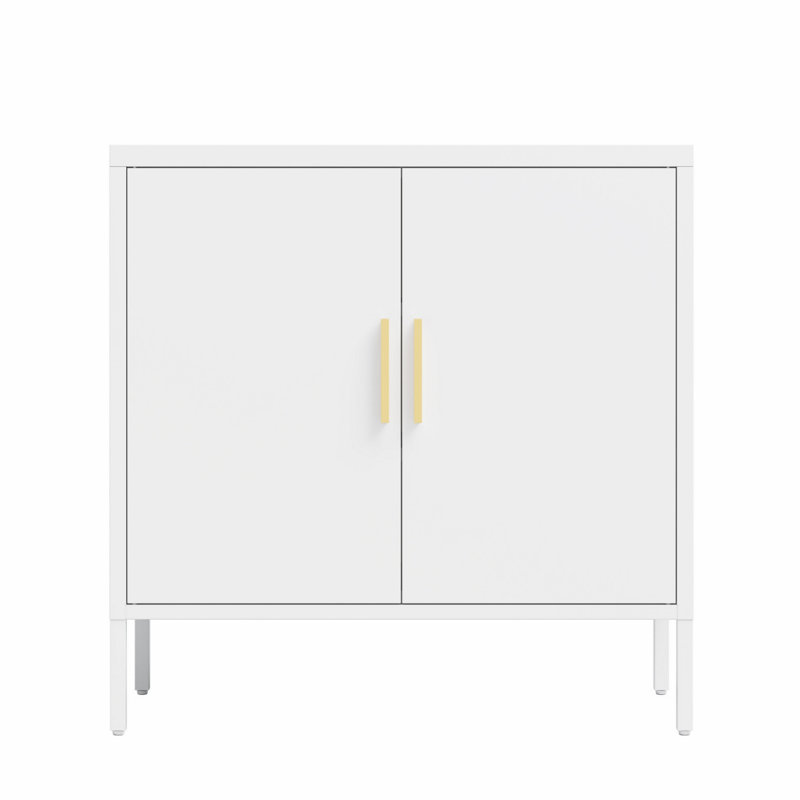 Office Storage Cabinet, Metal Cabinet With 2 Doors And 2 Adjustable Shelves, Steel Storage Cabinet For Home Office, Lateral Filing Cabinet For Storage