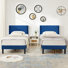Rehnuma Twin Bed Upholstered Platform with Headboard and Strong Wooden Slats